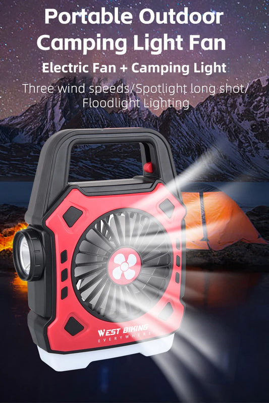Portable Camping Light with Fan 3 In 1 Multifunctional Outdoor Flashlight
